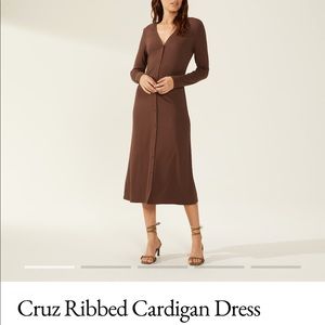 Italic Brown Ribbed Cardigan Dress
